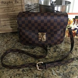 Brown Checkered Crossbody Bag